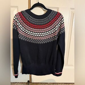 Tommy Hilfiger Fair Isle Sweater Navy Red White Knit Size M